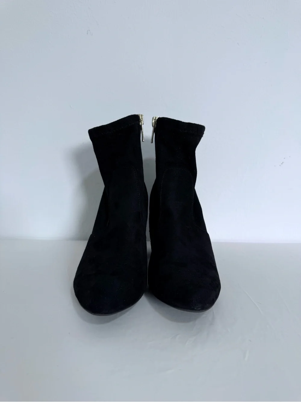 Unisa Black Suede Ankle Booties with Block Heel